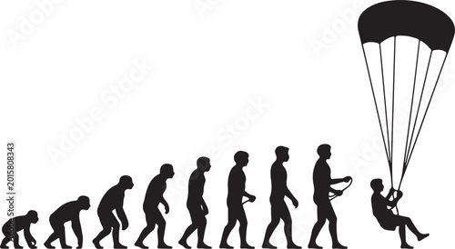 Canvastavla Human evolution with parachute illustration