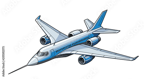 Bild auf Leinwand Large Blue and White Commercial Airplane 1.
