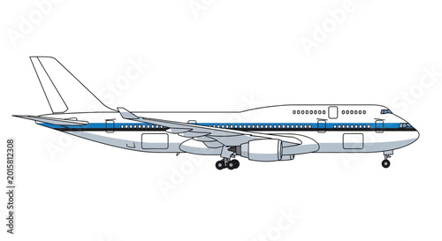 Bild auf Leinwand Large Commercial Airplane Side View.
