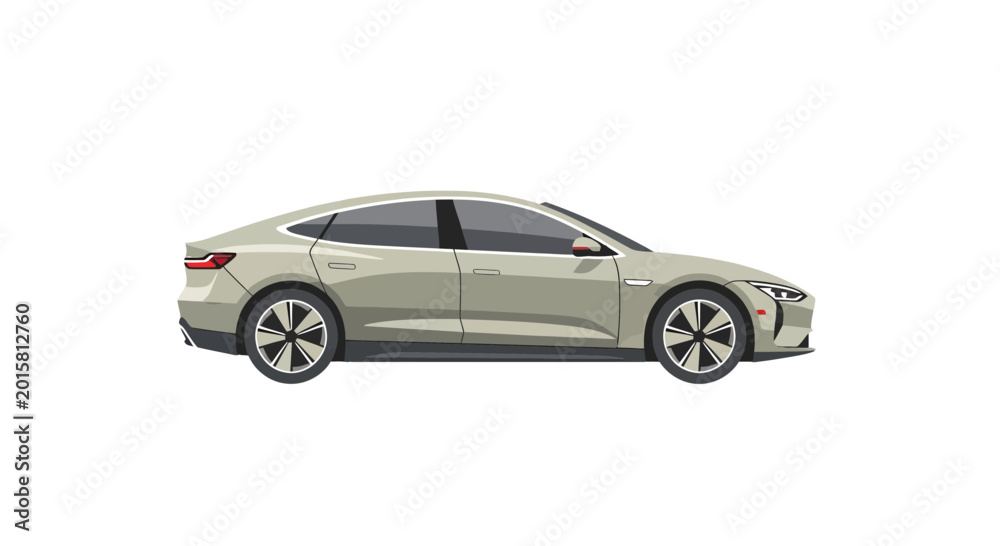 Fototapeta premium Sleek silver luxury car exterior.