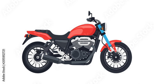 Valokuva Red Motorcycle with Black Wheels.