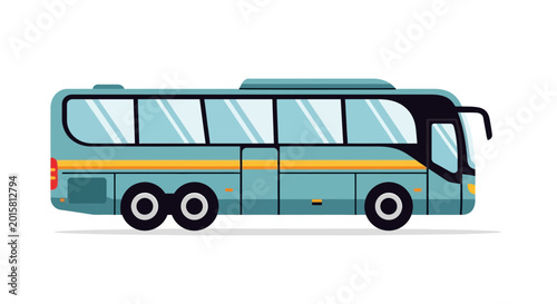 Photos Teal colored bus with wheels.