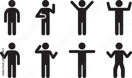 Quadro su tela Simple happy and waving stick figure icons