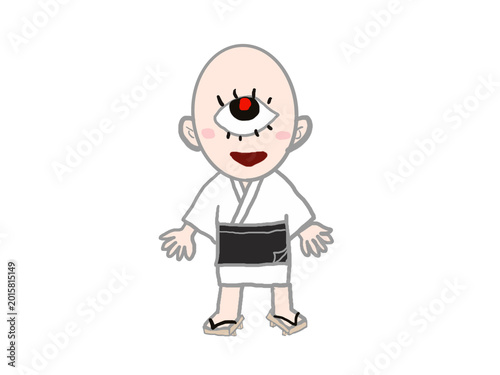 Schilderij op canvas An illustration of a one-eyed goblin, a Japanese yokai (supernatural creature), standing upright