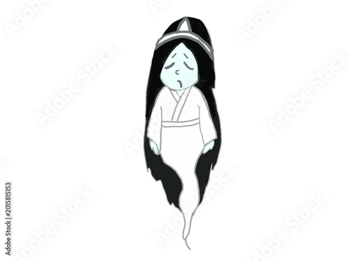 Quadro em tela Illustration of a female ghost wearing a Japanese kimono
