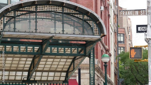 Schilderij op canvas New York City old subway entrance, Franklin street and West Broadway, United States