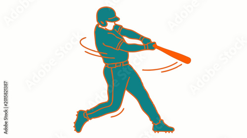 Tableau sur toile Dynamic illustration of a baseball player swinging a bat during a game