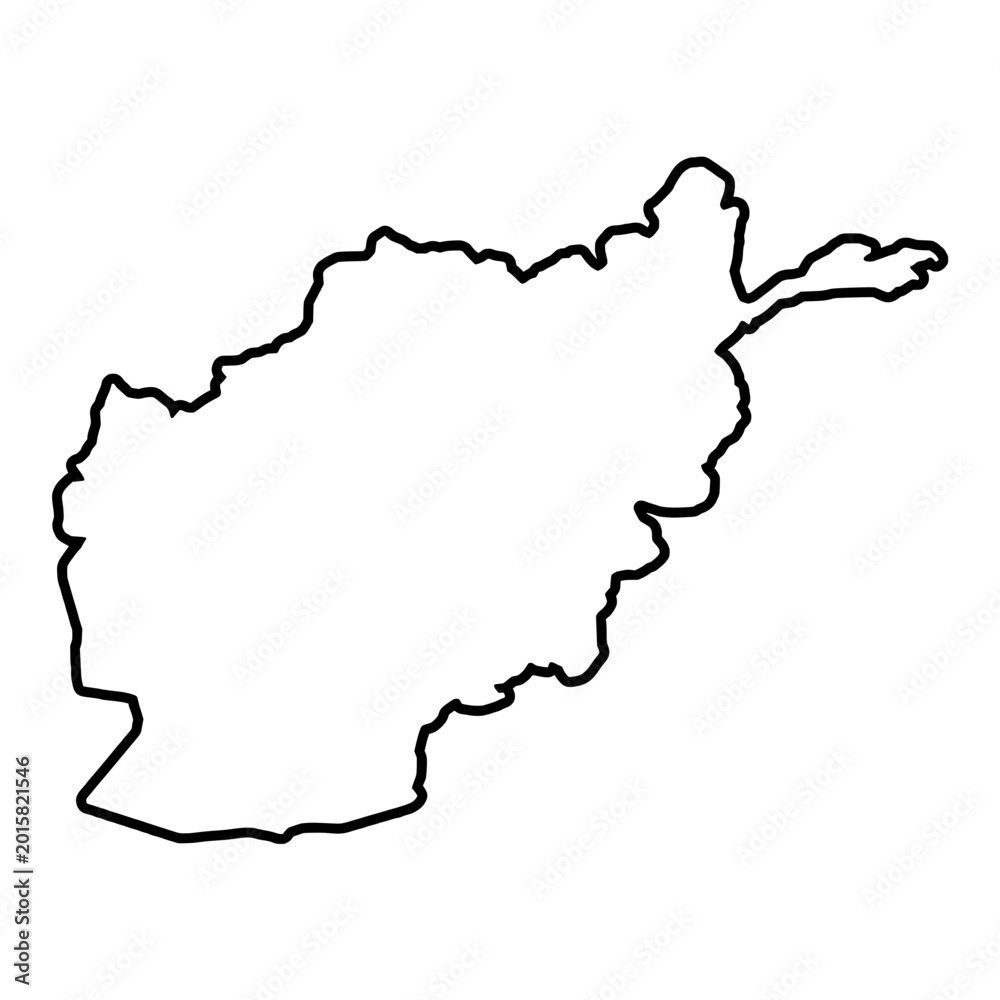 Obraz premium Afghanistan White Map with Black Outline
