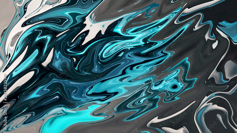 Fototapeta premium Abstract Turquoise Black Liquid Marble Texture Background