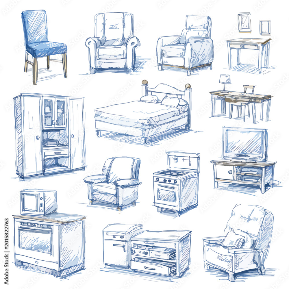 Fototapeta premium Furniture pieces for home interior design.
