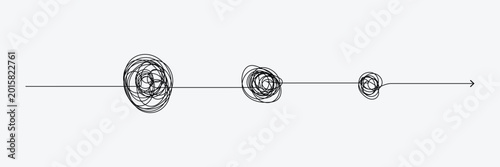 Complex line and Complicated way. Idea thinking process concept. Messy ball becomes a straight line concept. Vector Illustration .  EPS 10 .