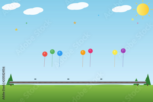 Colorful Train Wagons Vector Illustration