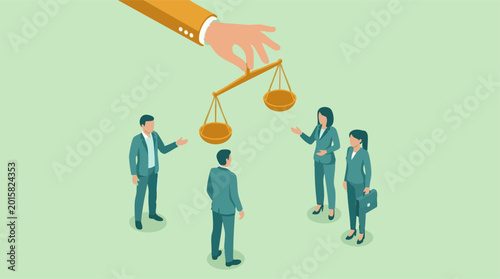 Photos Justice and fairness in business decisions represented by a balance scale