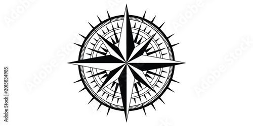 Fotografía Vintage Nautical Windrose and Compass rose vector illustration with north star symbol for navigation travel and adventure direction concept design