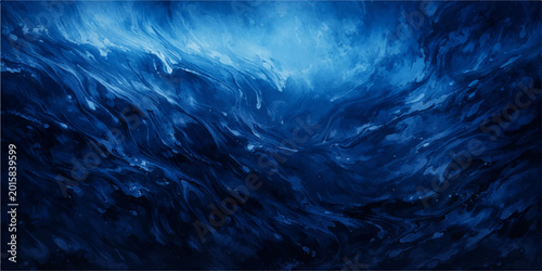 Fotografi Deep blue ocean waves create an abstract texture as clear sunlight ripples acros