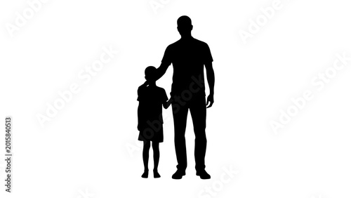 Black silhouette, father and child, family icon, parent and kid