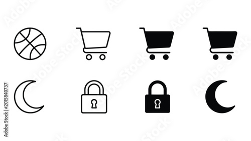 Photos Symbolic representations of phases and states using shopping carts and moons wit