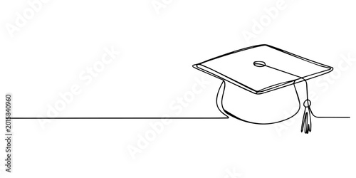 Foto Single continuous line art graduation cap