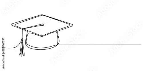 Foto Single continuous line art graduation cap