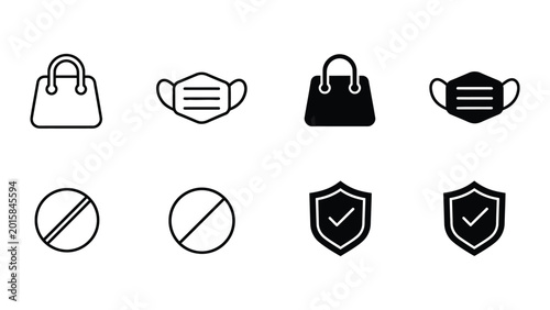 Fotografie Icons depicting allowed and disallowed items and safety measures in a specific c