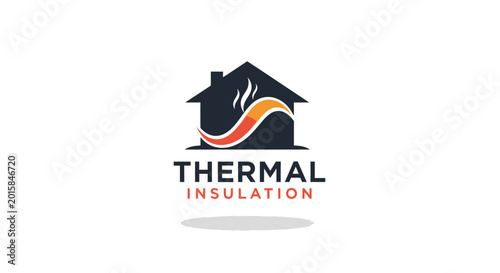Thermal Insulation Logo - Modern House Design with Energy Efficiency Concept.