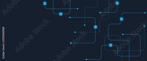 Schilderij op canvas Abstract digital AI circuit board background with tech icons
