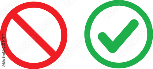 Red forbidden sign and green check mark icon set for business task and survey choices Vector Free Download Red forbidden sign and green check mark icon set for business task and survey choices Vector - GFXLoad