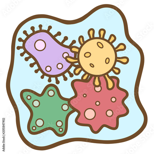 Cute Bacteria and Virus Under Microscope Healthcare clipart png