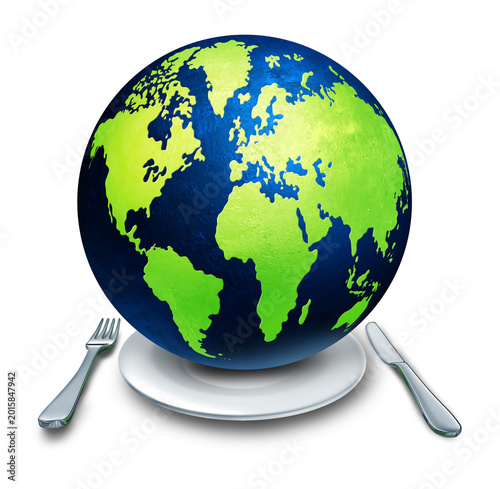 Canvastavla Global Food Crisis concept featuring planet Earth on a place setting as an inter