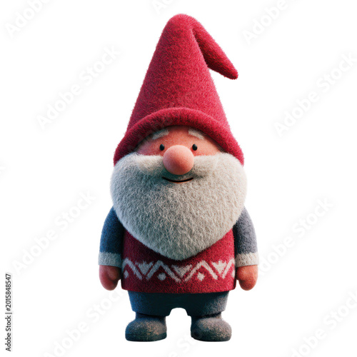Whimsical Gnome: A charming and jovial gnome, a symbol of folklore and garden charm. He's standing, radiating a warm and inviting presence, with a whimsical hat.