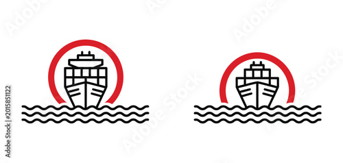 Foto Global Shipping chokepoint vector illustration with Bab El-Mandeb Strait and Strait of Hormuz naval blockade prohibition sign and cargo vessel restriction concept design