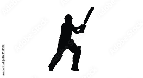 Quadro em tela Cricket player batting with a cricket bat black silhouette