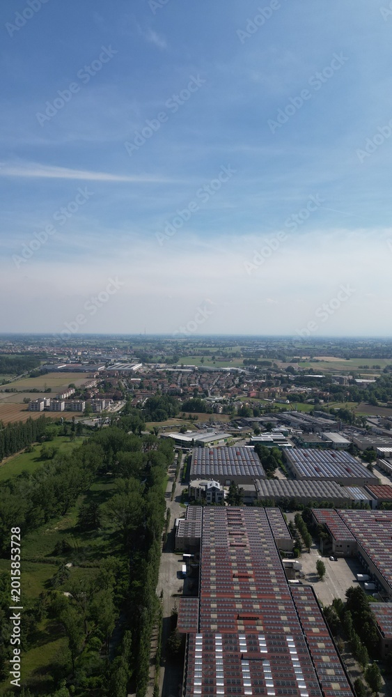 Fototapeta premium Aerial view over Industrial District