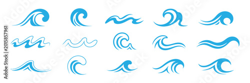 Foto Blue Waves icon vector set ocean wave illustration sign collection water symbol logo concept design