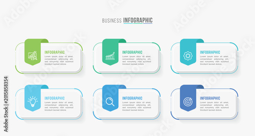 Timeline infographic template design. 4-5-6 options or steps business infographic template design. Can be used for process diagram, presentations, workflow layout, flow chart, steps, banner.