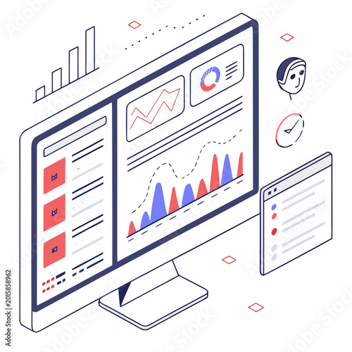Financial Analytics Dashboard Illustration | Vector Illustration