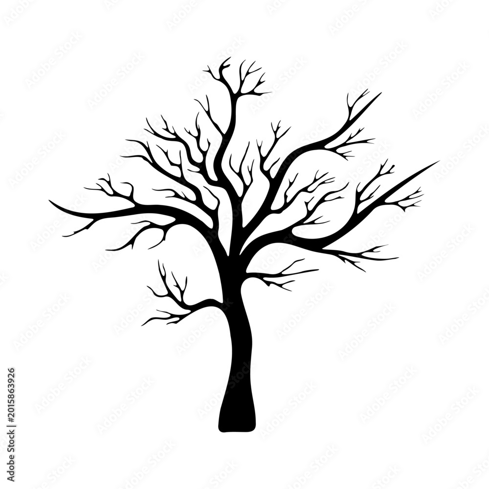 Obraz premium Leafless Tree Silhouette Icon Design.