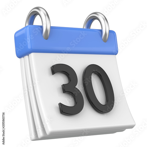 Photos 30th. Thirtieth day of month. Calendar. 3D illustration.