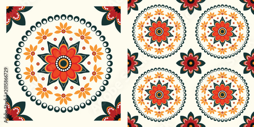 Boho Folk Art Floral Seamless Pattern Vector For Textile Print