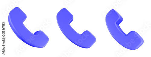 Schilderij op canvas 3D telephone handset icons used to symbolize communication, connectivity, and cu