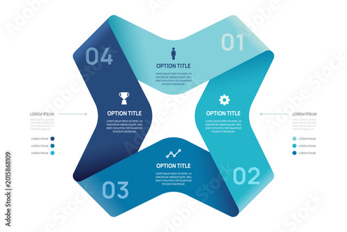 Venn diagram business infographic circle chart template 4 options, presentation with venn diagram elements vector illustration.
