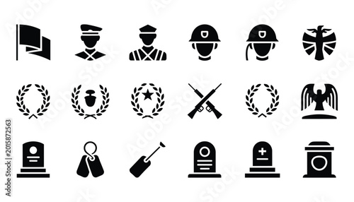 Bild auf Leinwand Memorial day icons honoring fallen heroes with military symbols and remembrance