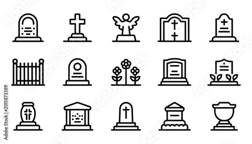 Quadro su tela Memorial day remembrance collection of grave markers and tombstones for honoring