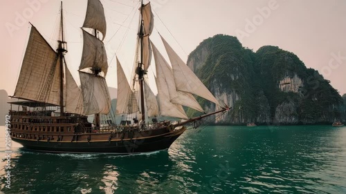 Sailing Ship in Ha Long Bay Vietnam.