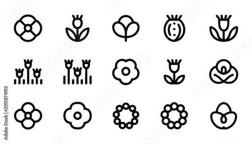 Schilderij op canvas Memorial day floral tributes flower icons for remembrance and honoring heroes