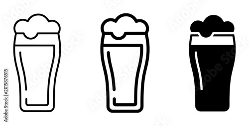 Tableau sur toile Beer Icons Set: Pint Glass Vector Graphics, Lager, Ale, Stout Styles