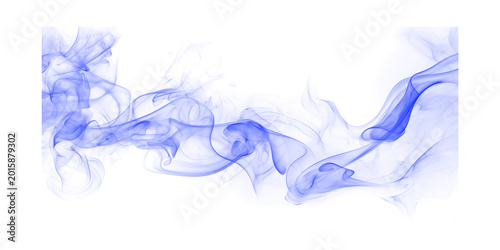 Canvas Print Vivid blue smoke wisps swirl gracefully against a dark black background creating