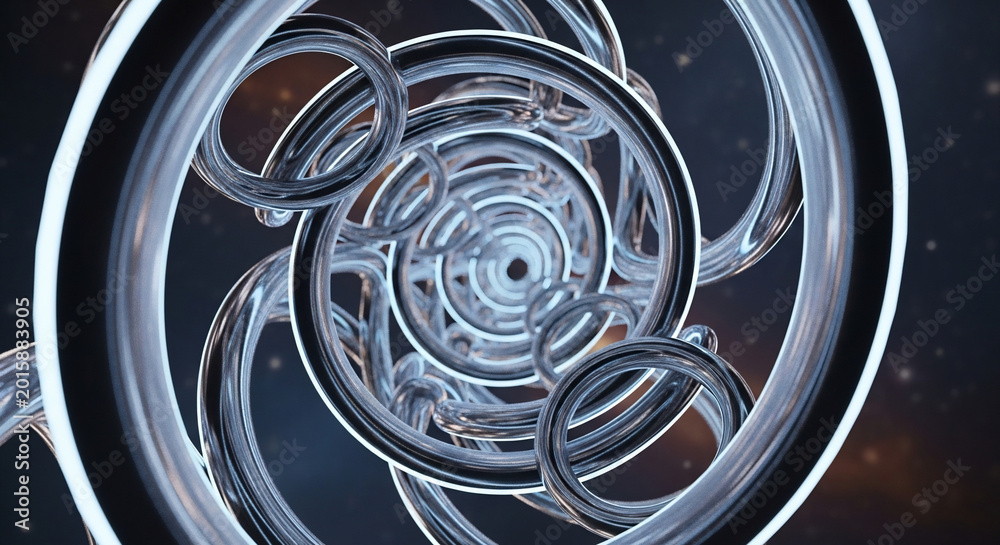 Fototapeta premium Abstract 3D Metallic Spiral Tunnel Background