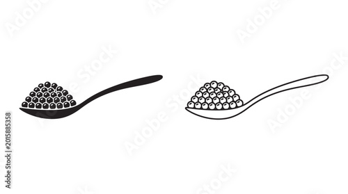 Tableau sur toile Caviar on spoon black silhouette high quality professional