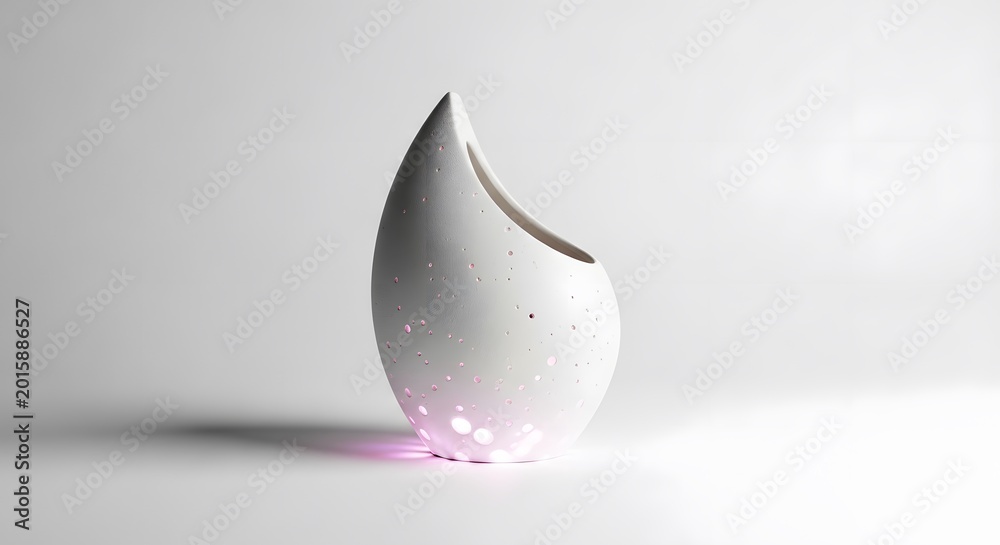 Fototapeta premium Elegant White Vase with Pink Lighting and Polka Dot Pattern